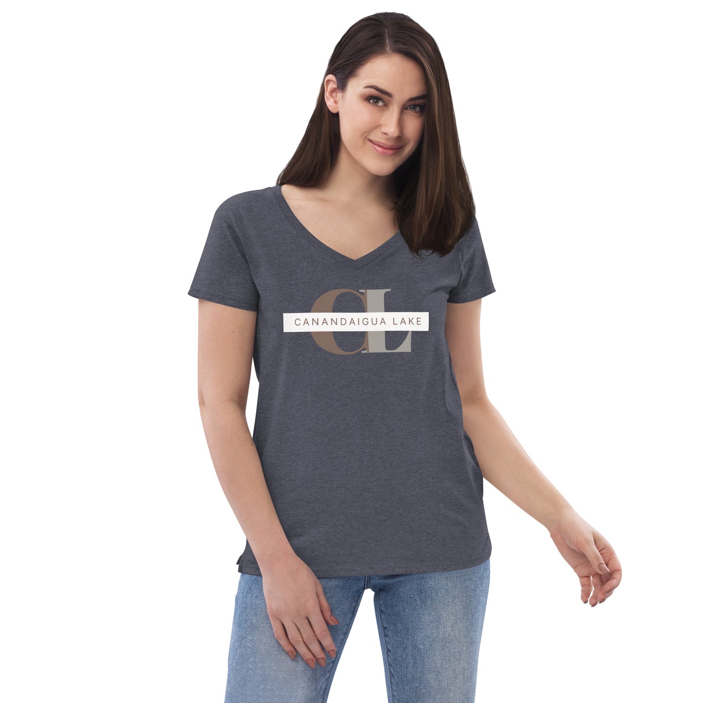 Women’s recycled v-neck t-shirt - Canandaigua Lake monogram style 2