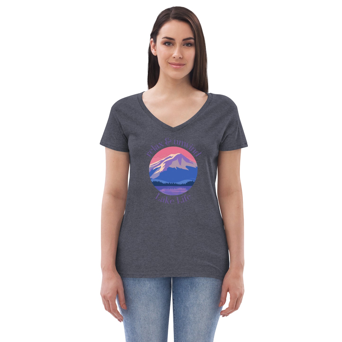 Women’s recycled v-neck t-shirt - Relax & Unwind purple