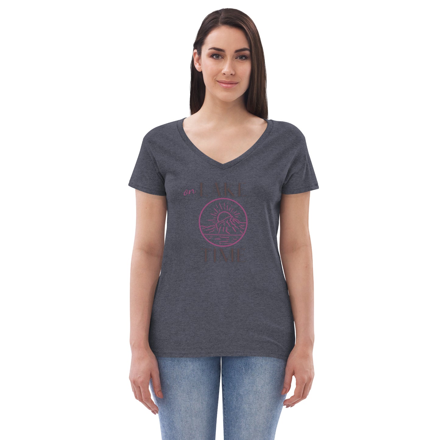 Women’s recycled v-neck t-shirt - On Lake Time