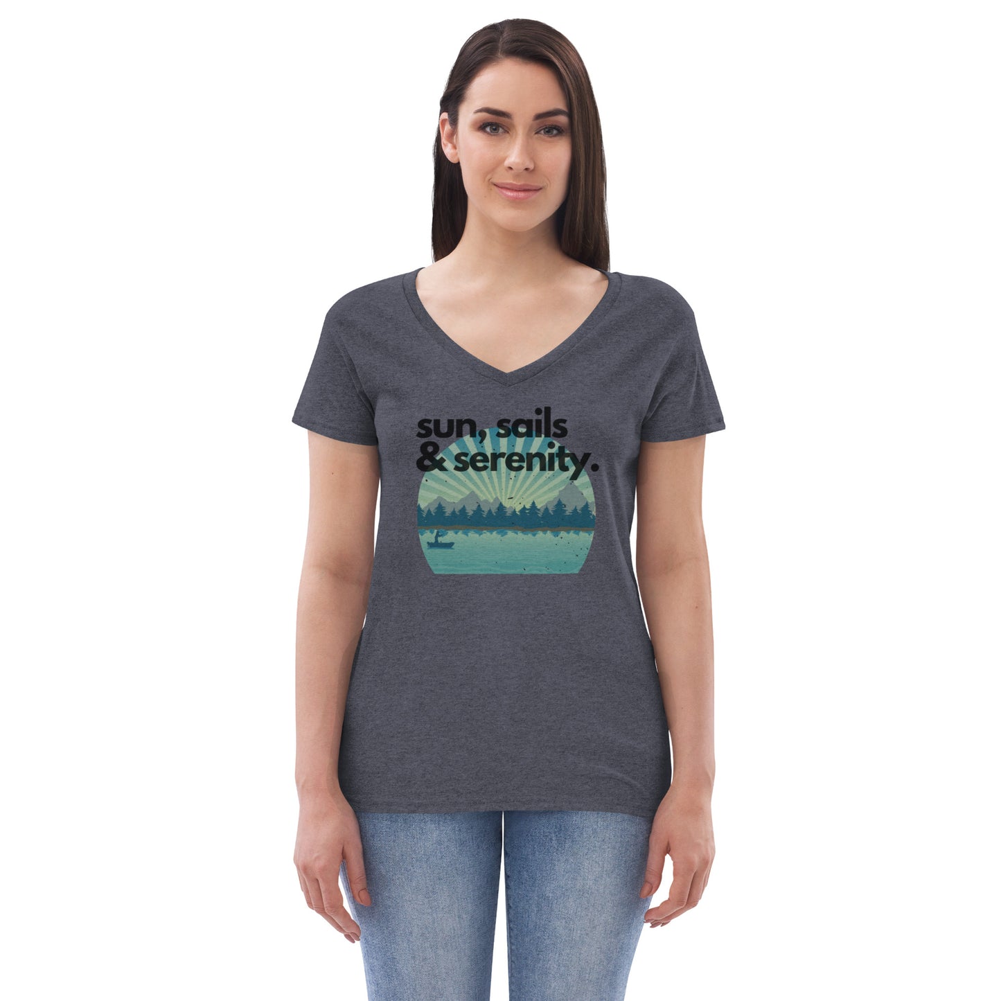 Women’s recycled v-neck t-shirt - Sun, Sails & Serenity