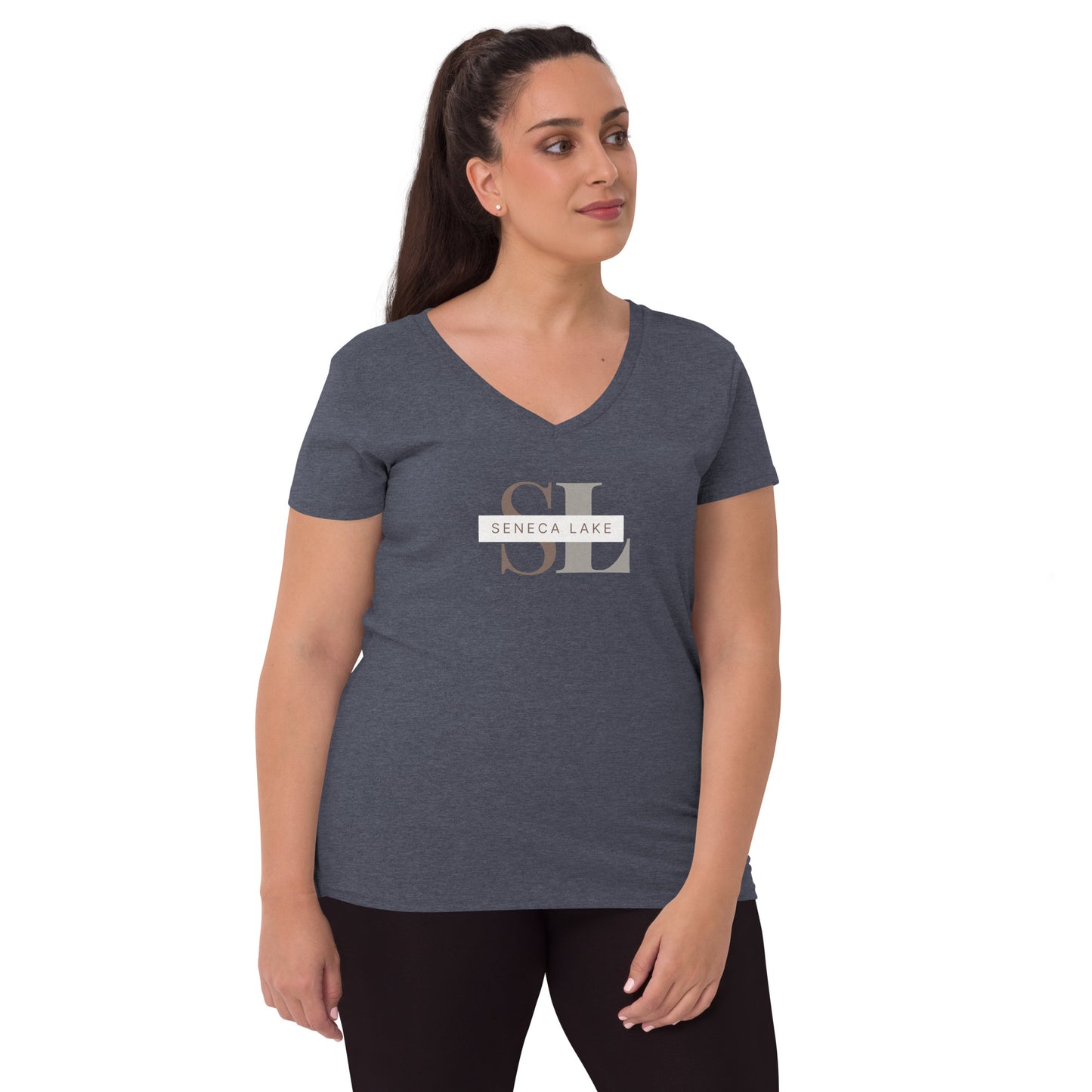 Women’s recycled v-neck t-shirt - Seneca Lake monogram style 2