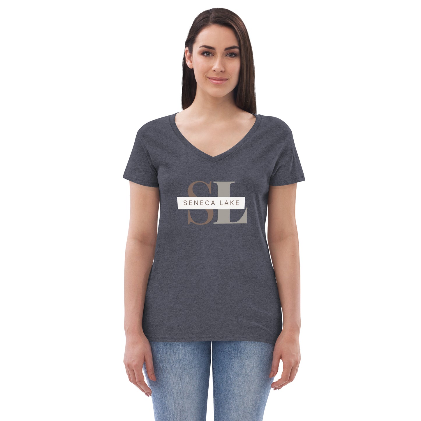 Women’s recycled v-neck t-shirt - Seneca Lake monogram style 2