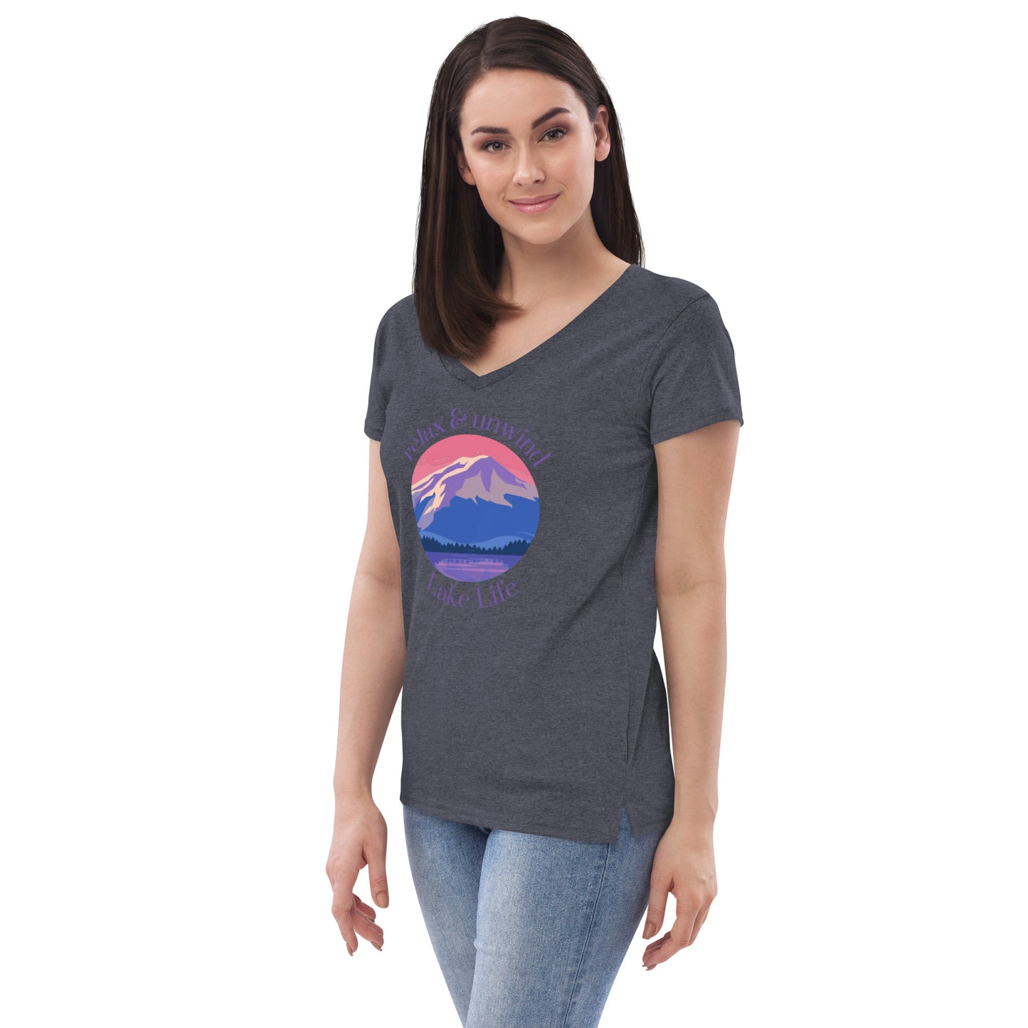 Women’s recycled v-neck t-shirt - Relax & Unwind purple