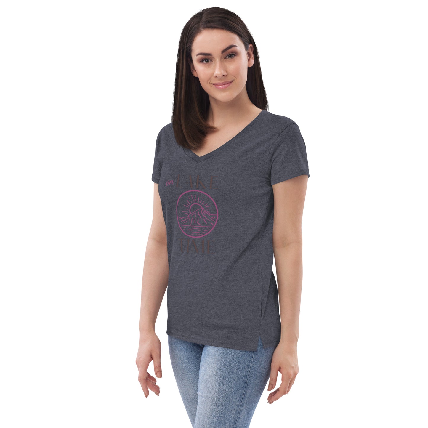 Women’s recycled v-neck t-shirt - On Lake Time