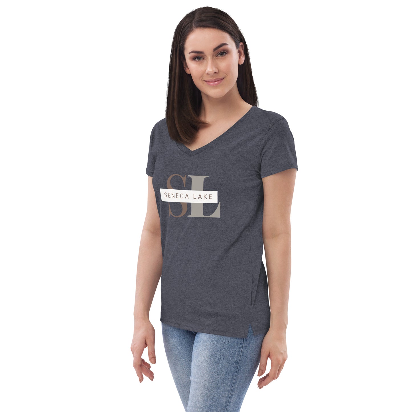 Women’s recycled v-neck t-shirt - Seneca Lake monogram style 2