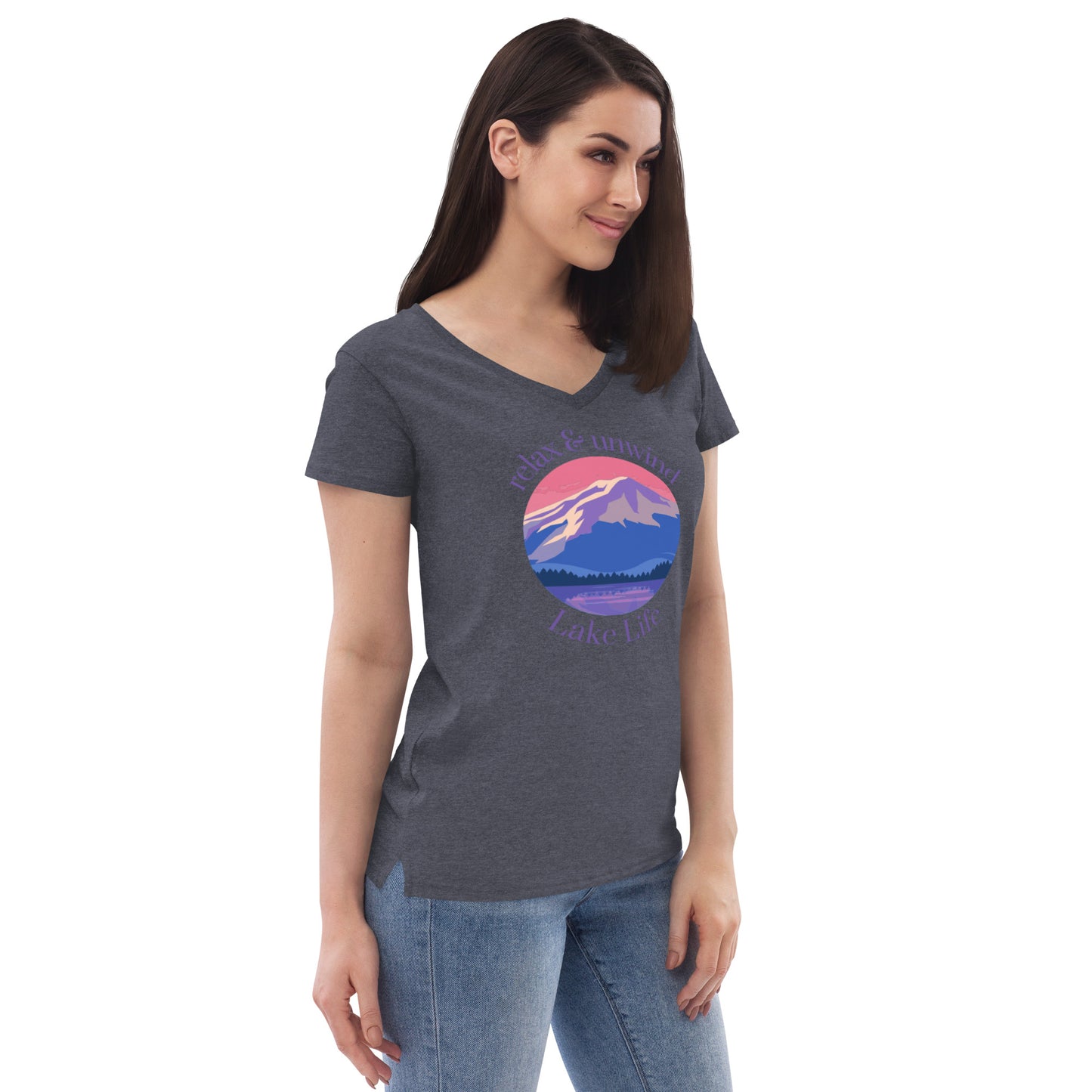 Women’s recycled v-neck t-shirt - Relax & Unwind purple