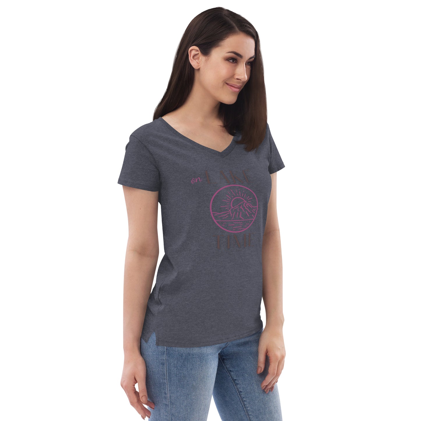 Women’s recycled v-neck t-shirt - On Lake Time