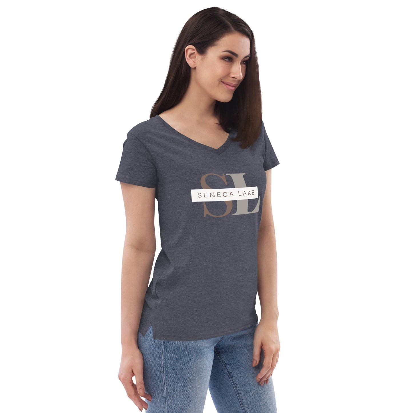 Women’s recycled v-neck t-shirt - Seneca Lake monogram style 2