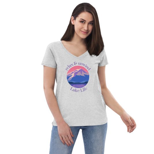 Women’s recycled v-neck t-shirt - Relax & Unwind purple