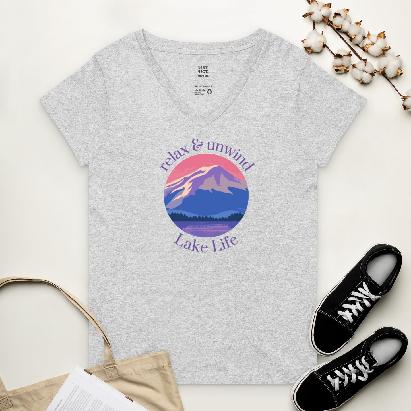 Women’s recycled v-neck t-shirt - Relax & Unwind purple