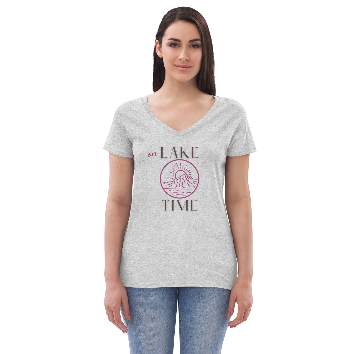 Women’s recycled v-neck t-shirt - On Lake Time