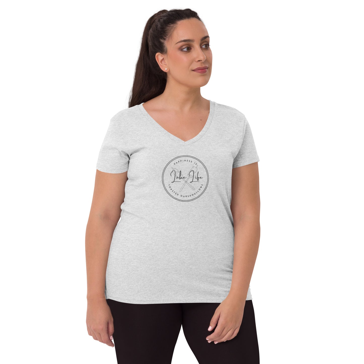 Women’s recycled v-neck t-shirt - Lake Life Toasted Marshmallows