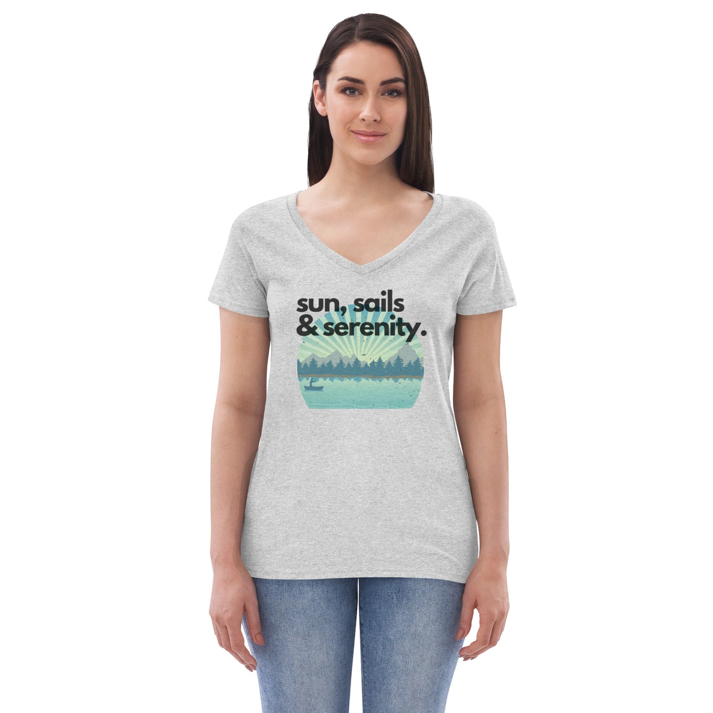 Women’s recycled v-neck t-shirt - Sun, Sails & Serenity