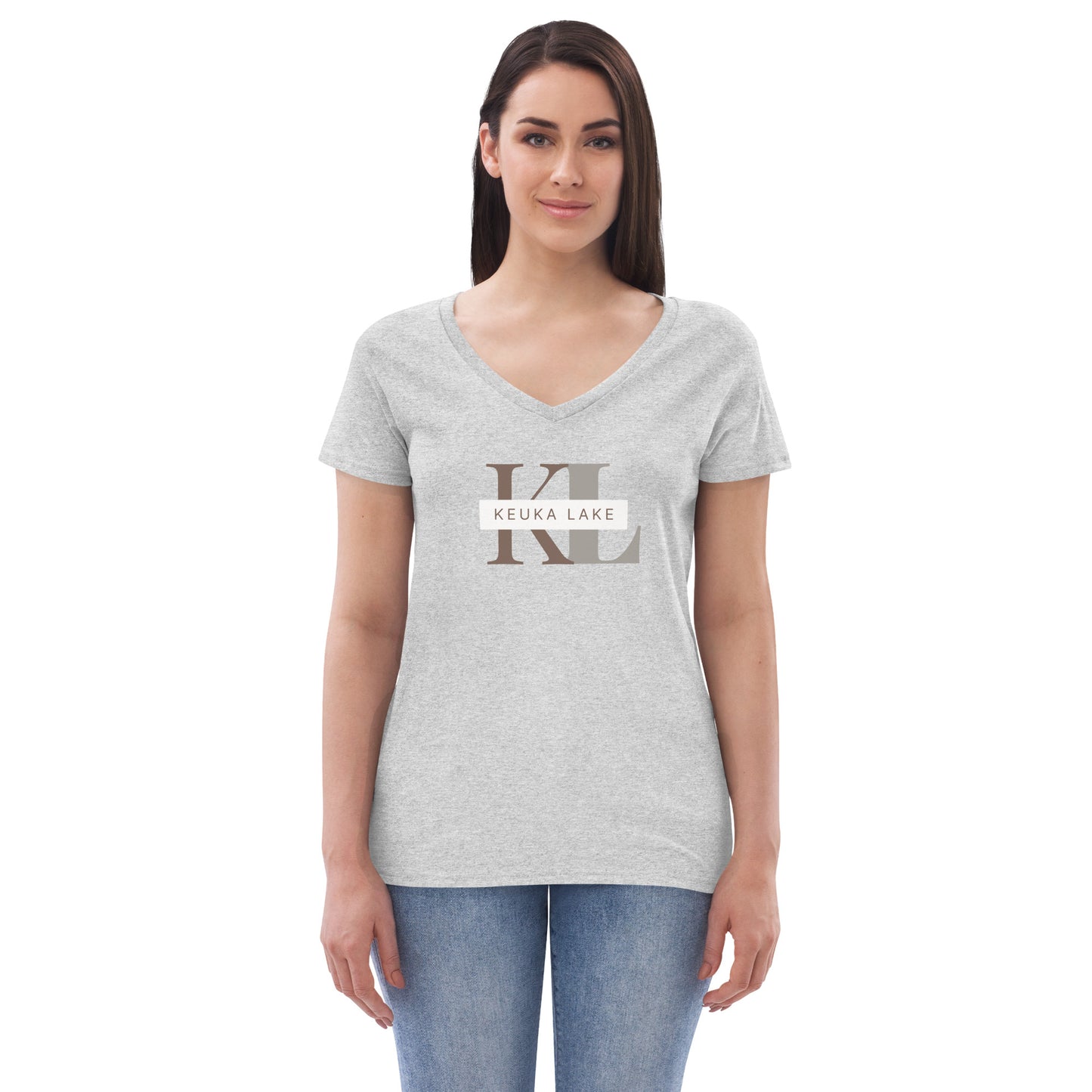 Women’s recycled v-neck t-shirt - Keuka Lake monogram style 2