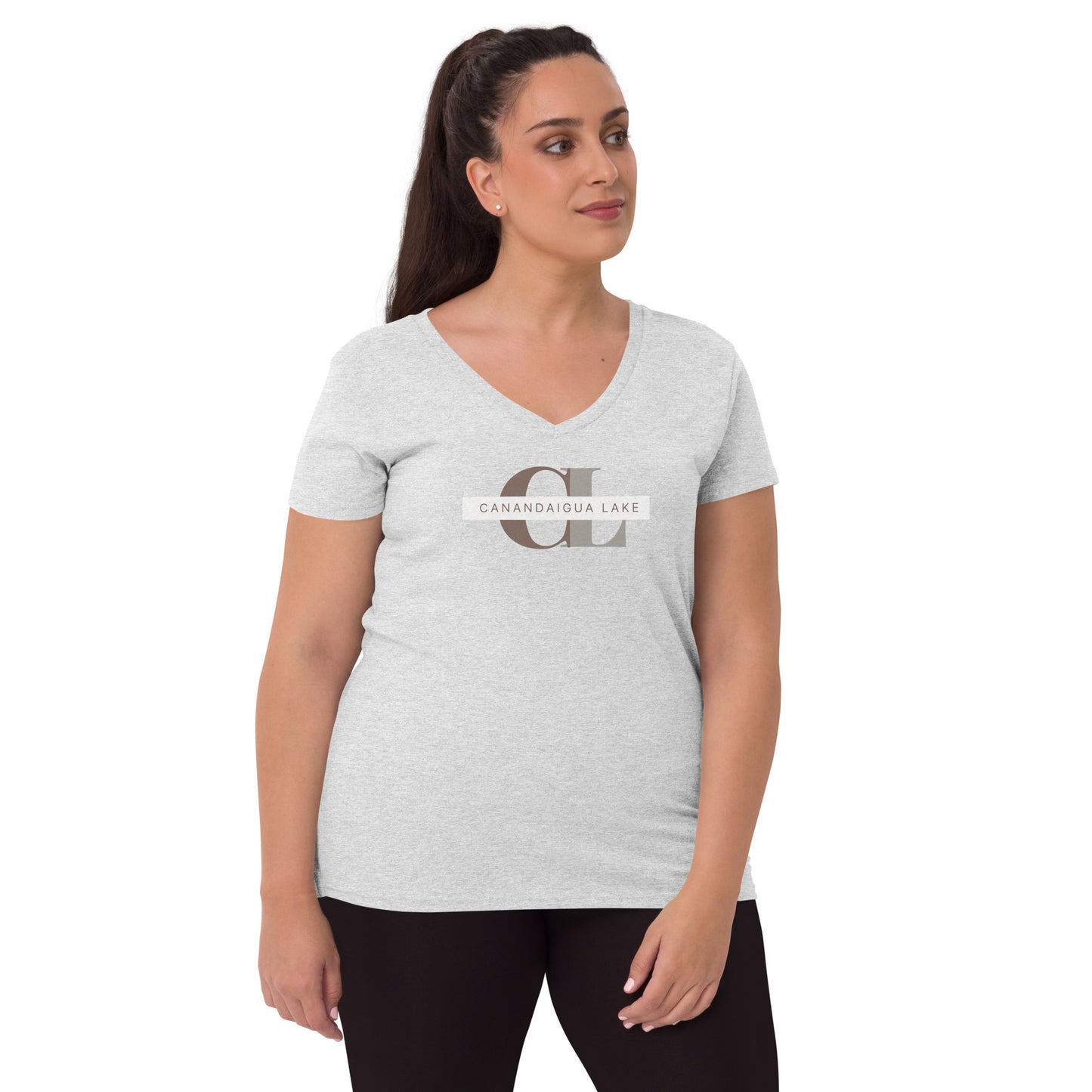 Women’s recycled v-neck t-shirt - Canandaigua Lake monogram style 2