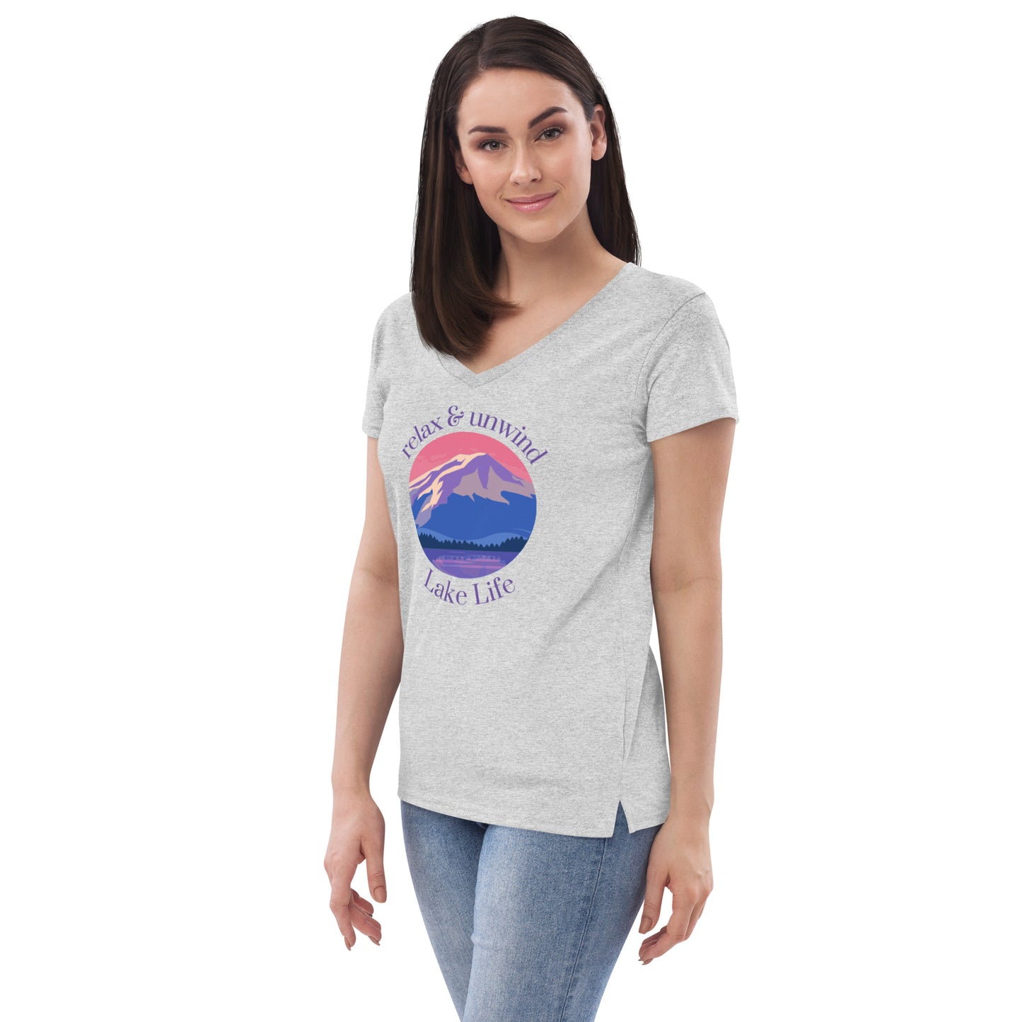 Women’s recycled v-neck t-shirt - Relax & Unwind purple