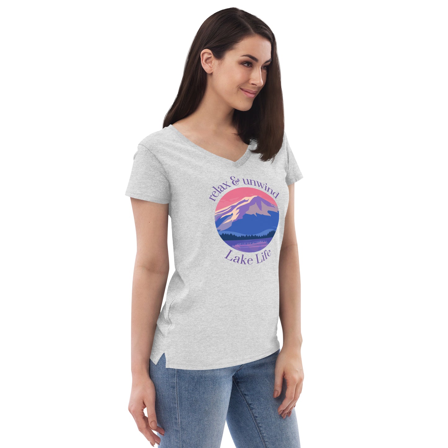 Women’s recycled v-neck t-shirt - Relax & Unwind purple