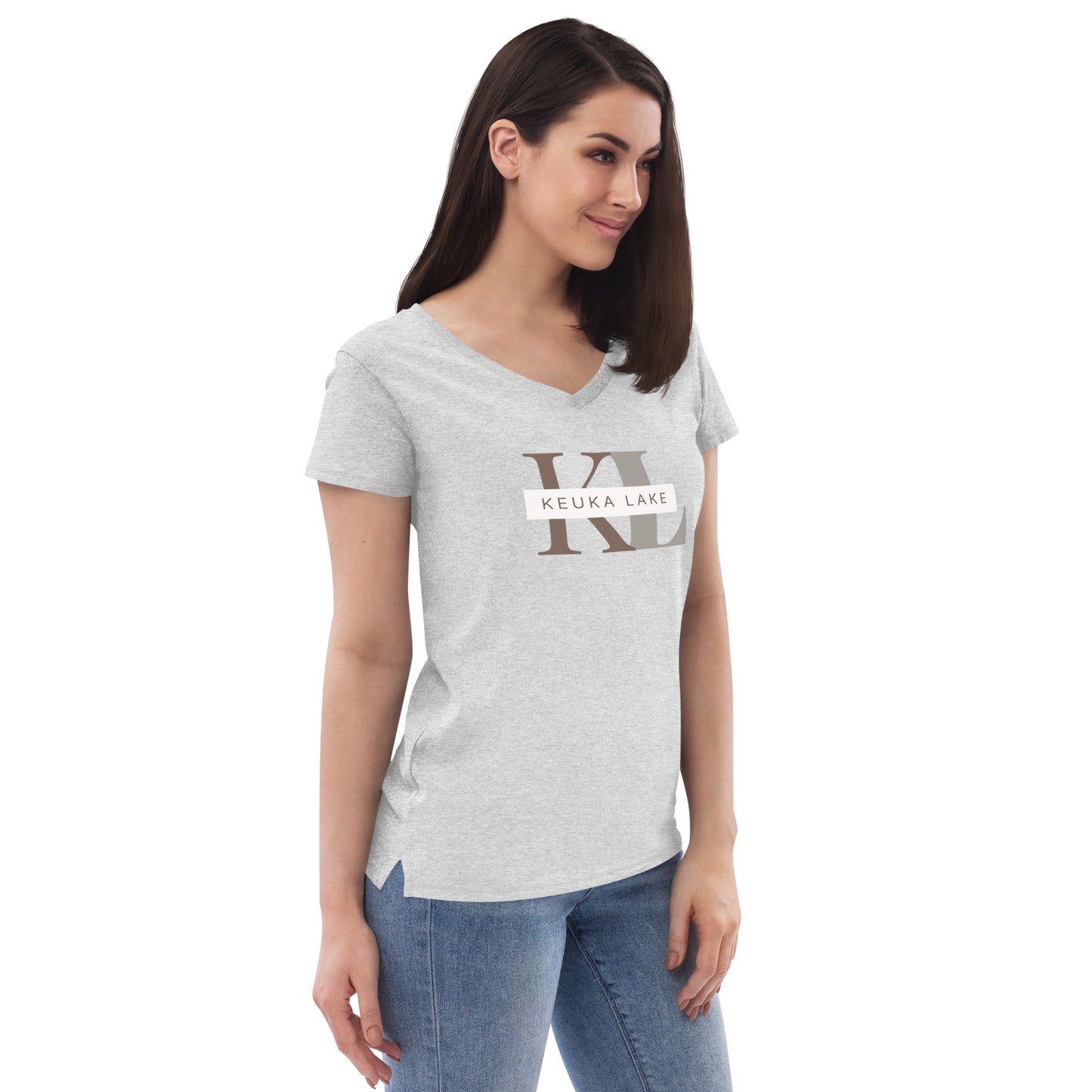 Women’s recycled v-neck t-shirt - Keuka Lake monogram style 2