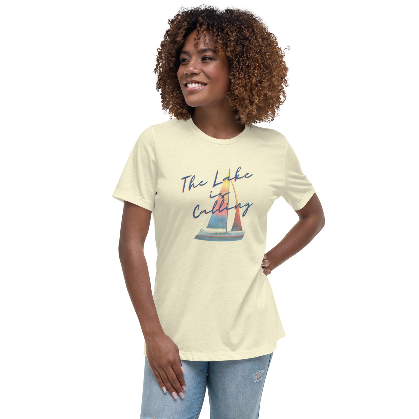 Women's Relaxed T-Shirt - Lake is Calling Sailboat 2