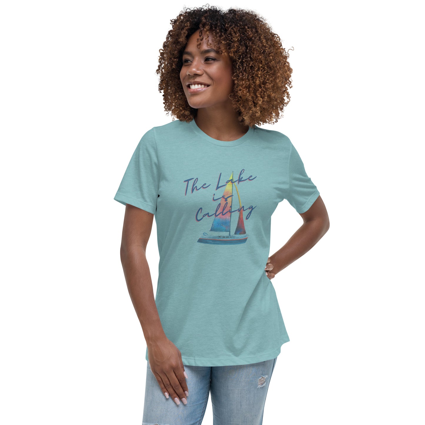 Women's Relaxed T-Shirt - Lake is Calling Sailboat 2