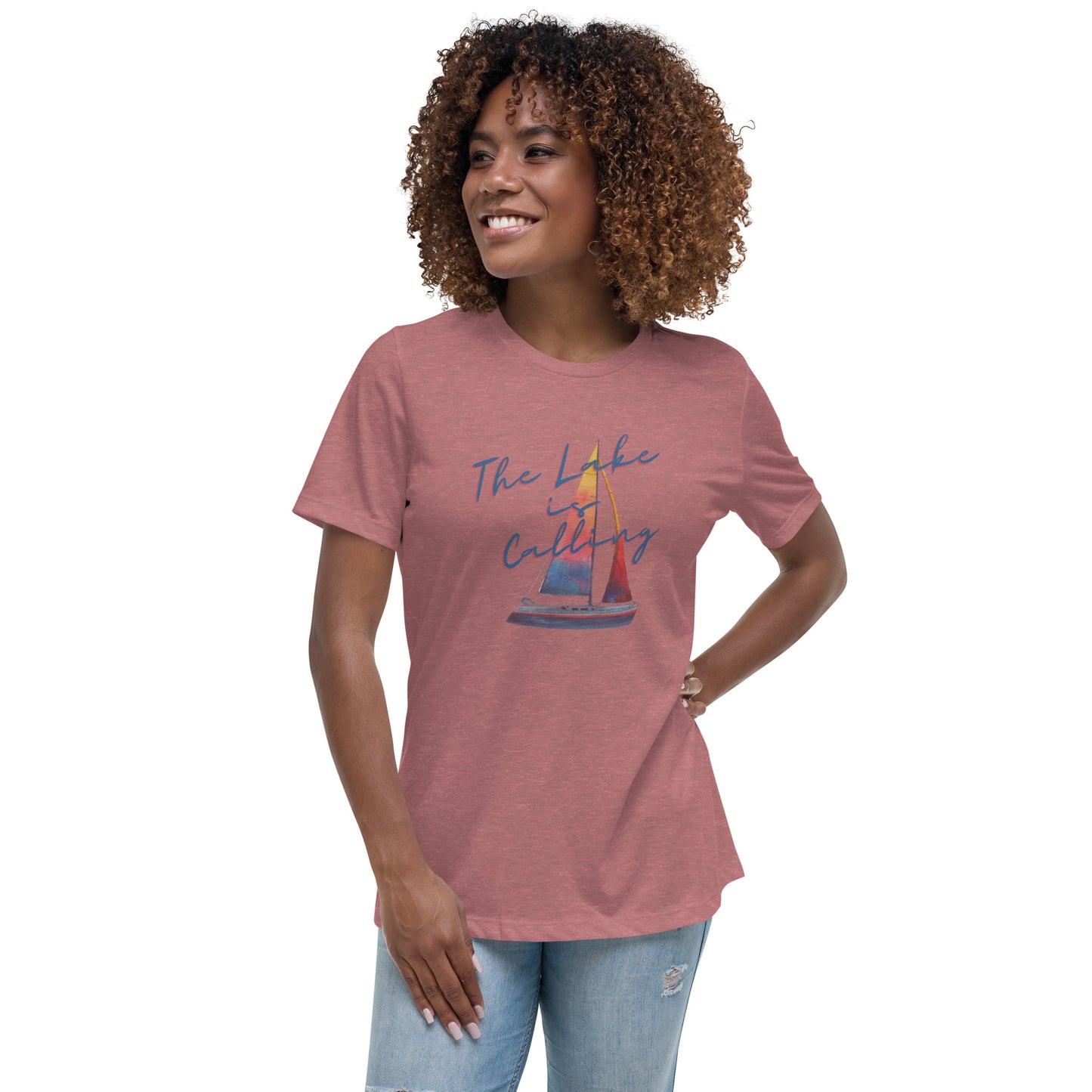 Women's Relaxed T-Shirt - Lake is Calling Sailboat 2