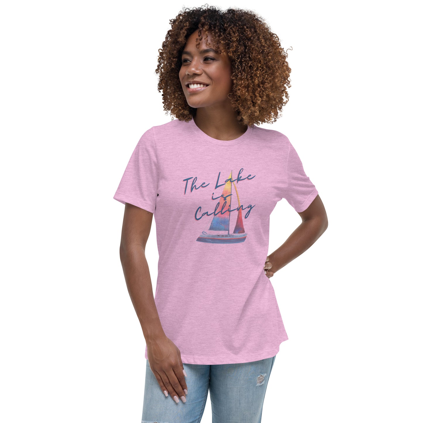 Women's Relaxed T-Shirt - Lake is Calling Sailboat 2