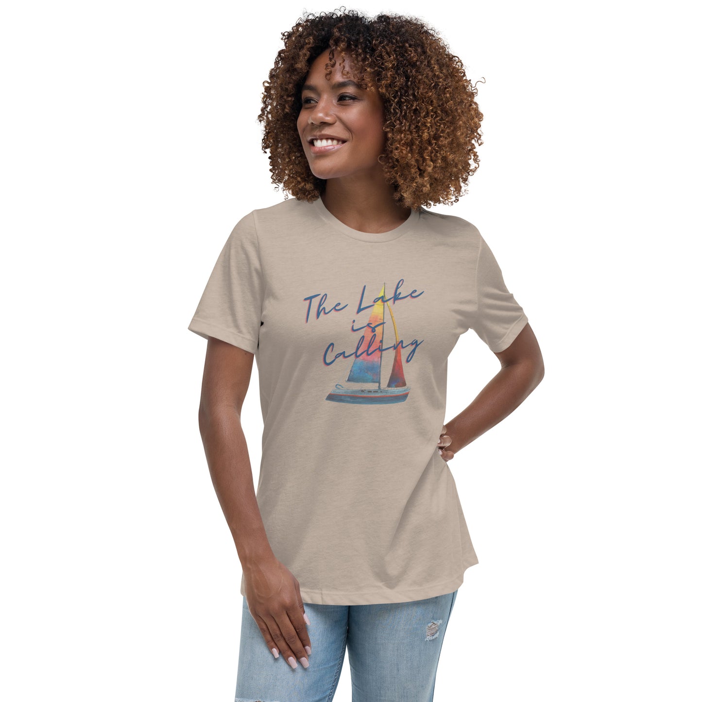 Women's Relaxed T-Shirt - Lake is Calling Sailboat 2