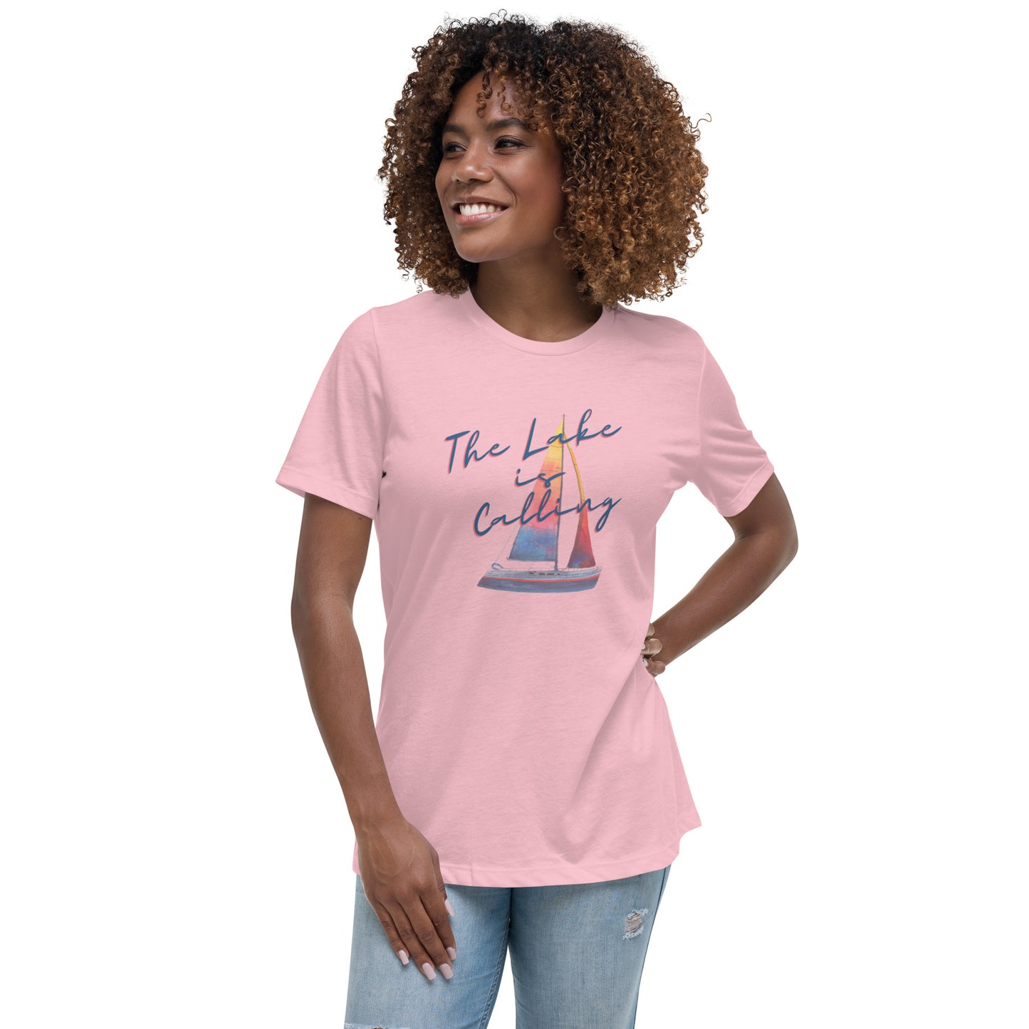 Women's Relaxed T-Shirt - Lake is Calling Sailboat 2