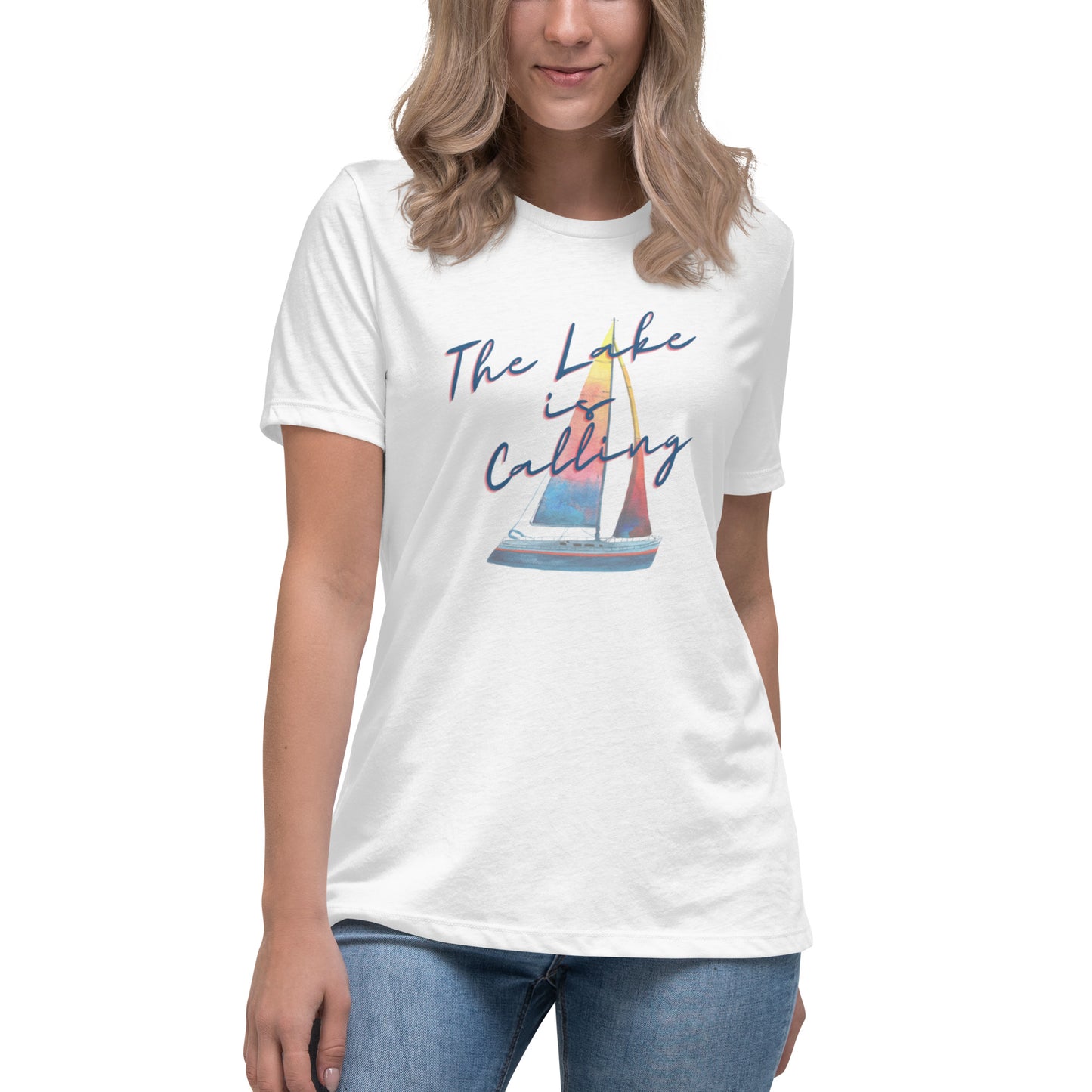 Women's Relaxed T-Shirt - Lake is Calling Sailboat 2