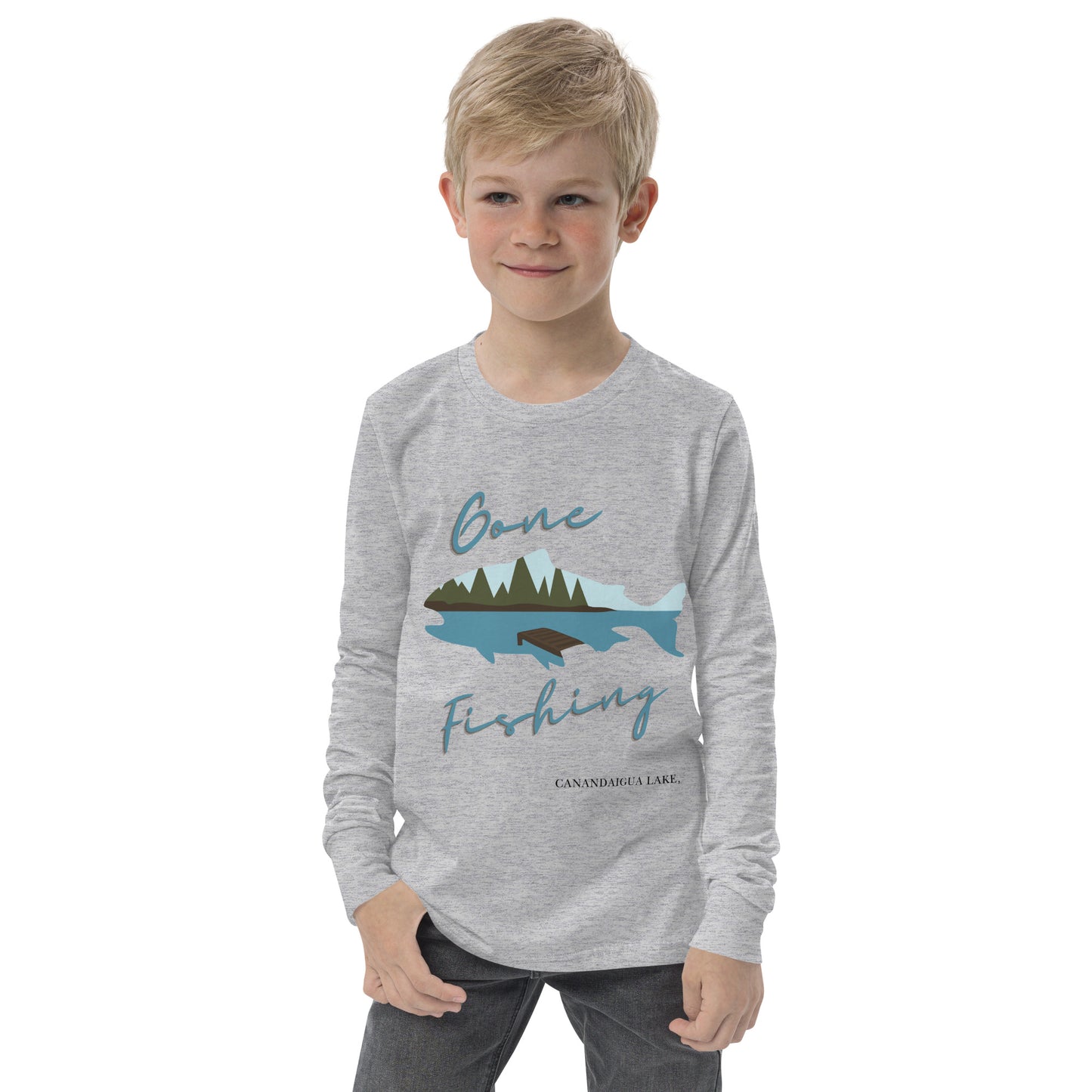 Youth long sleeve tee - Canandaigua Gone Fishing