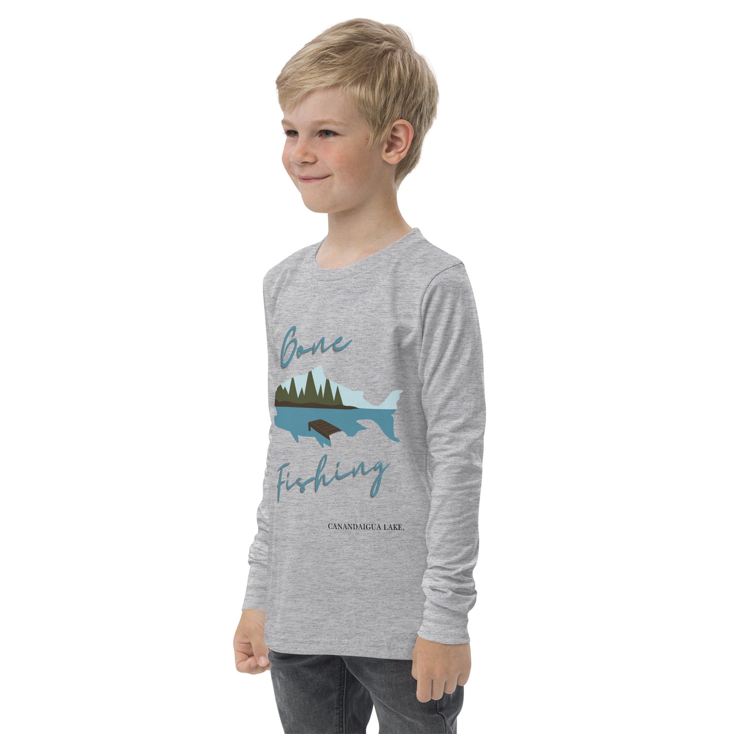 Youth long sleeve tee - Canandaigua Gone Fishing