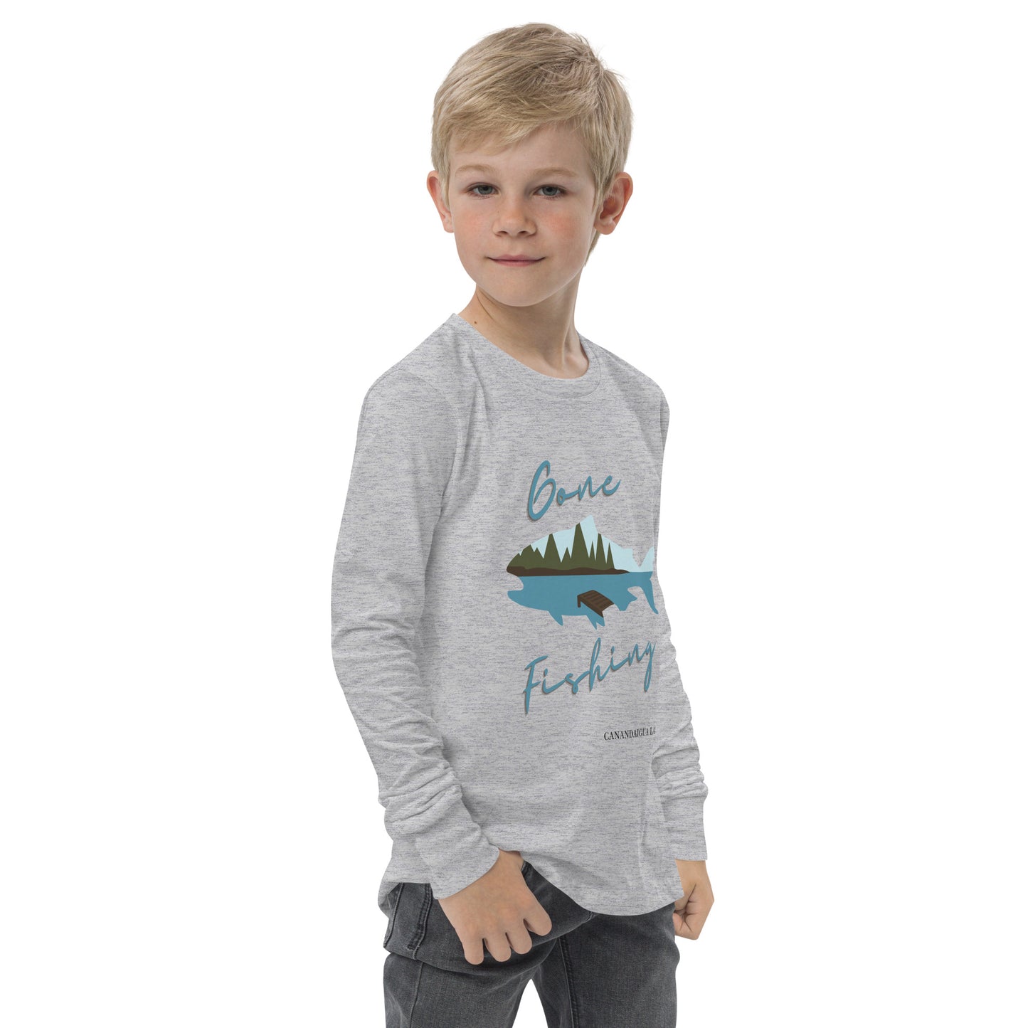 Youth long sleeve tee - Canandaigua Gone Fishing