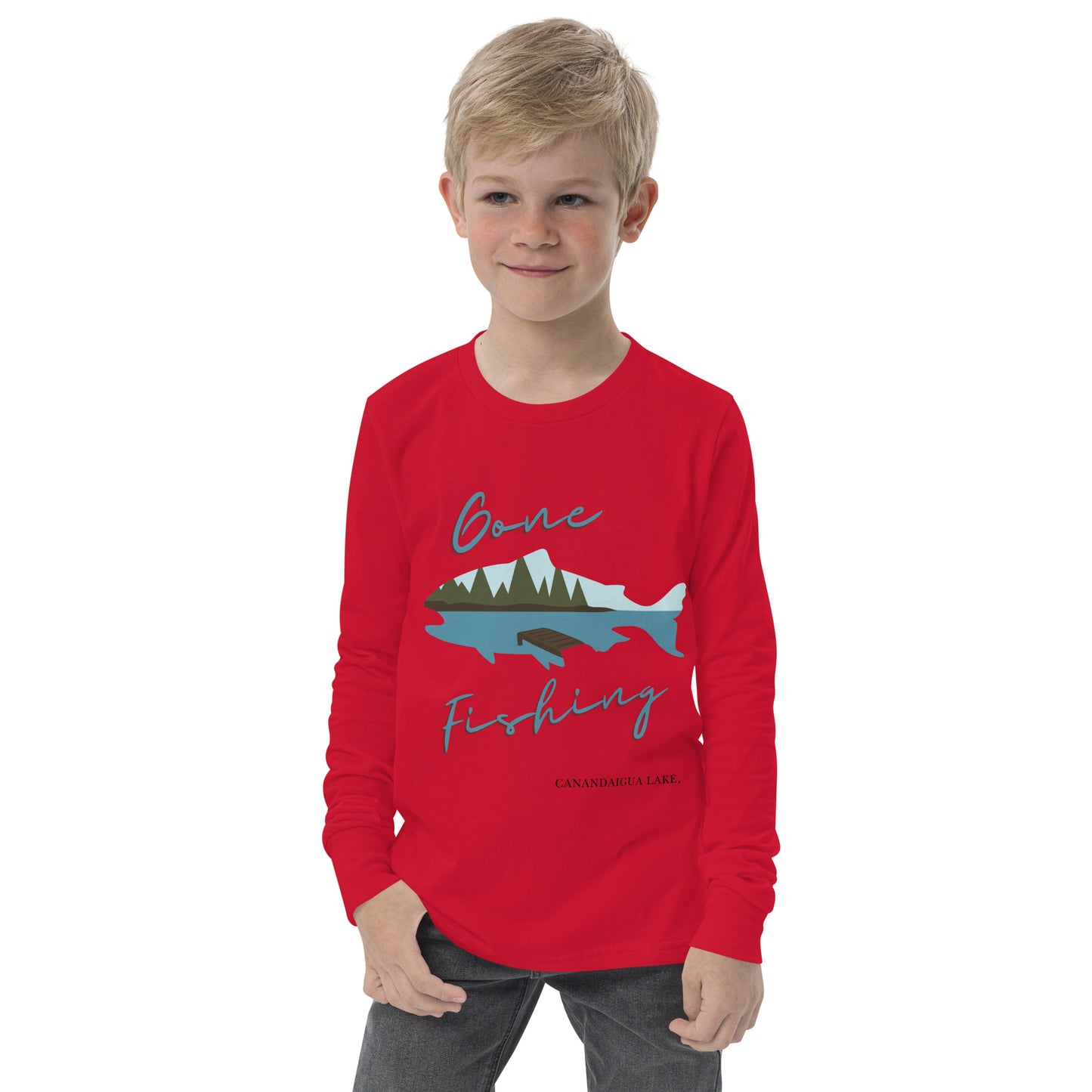 Youth long sleeve tee - Canandaigua Gone Fishing