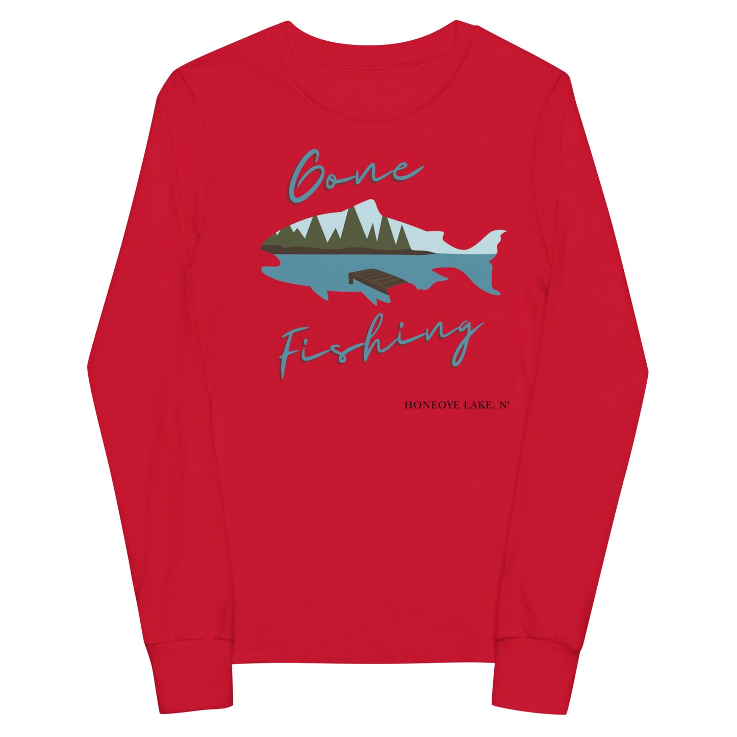 Youth long sleeve tee - Honeoye Gone Fishing