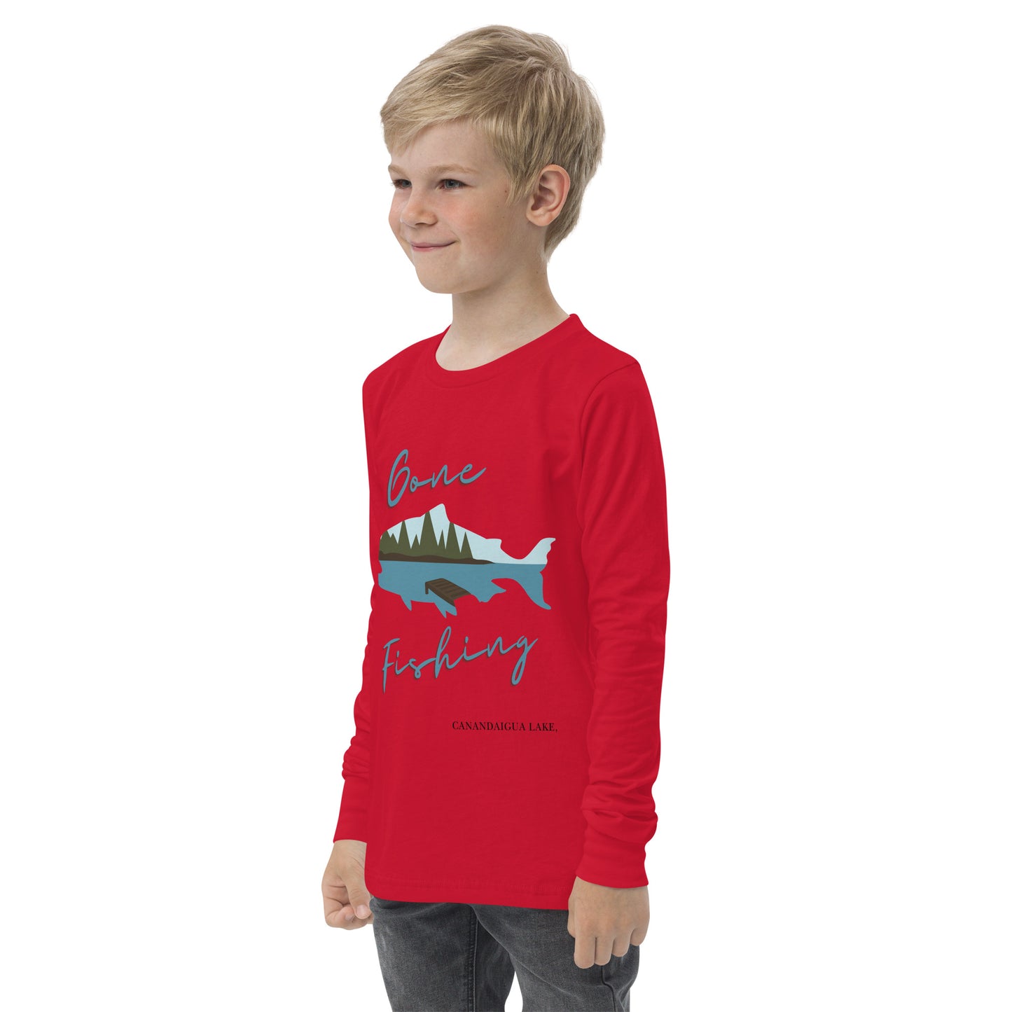 Youth long sleeve tee - Canandaigua Gone Fishing