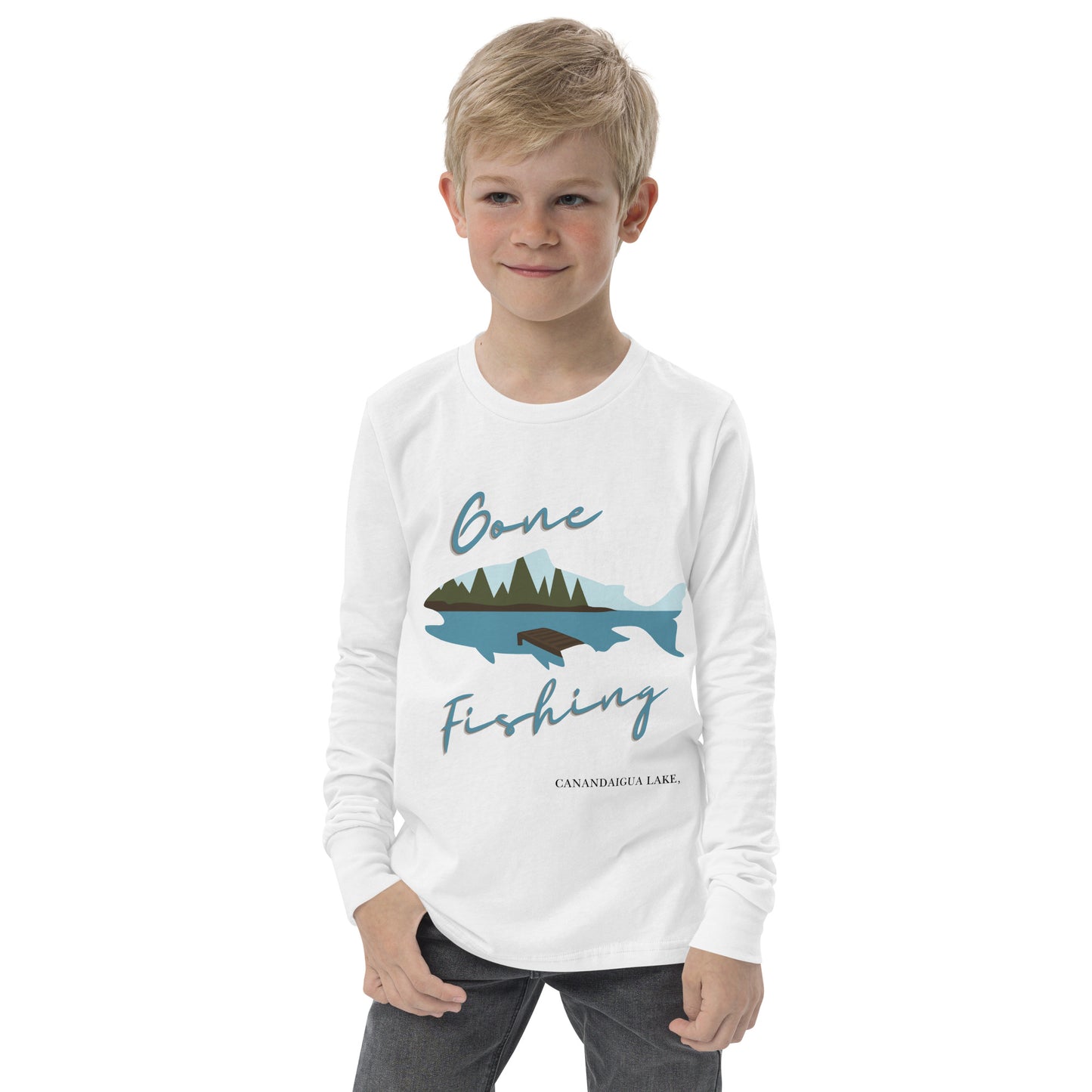 Youth long sleeve tee - Canandaigua Gone Fishing