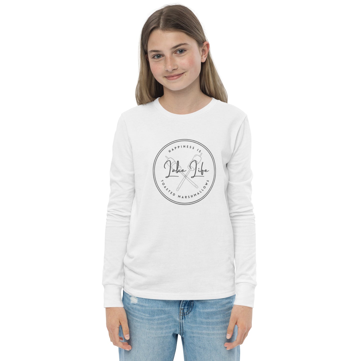 Youth long sleeve tee - Happiness is Toasted Marshmallows