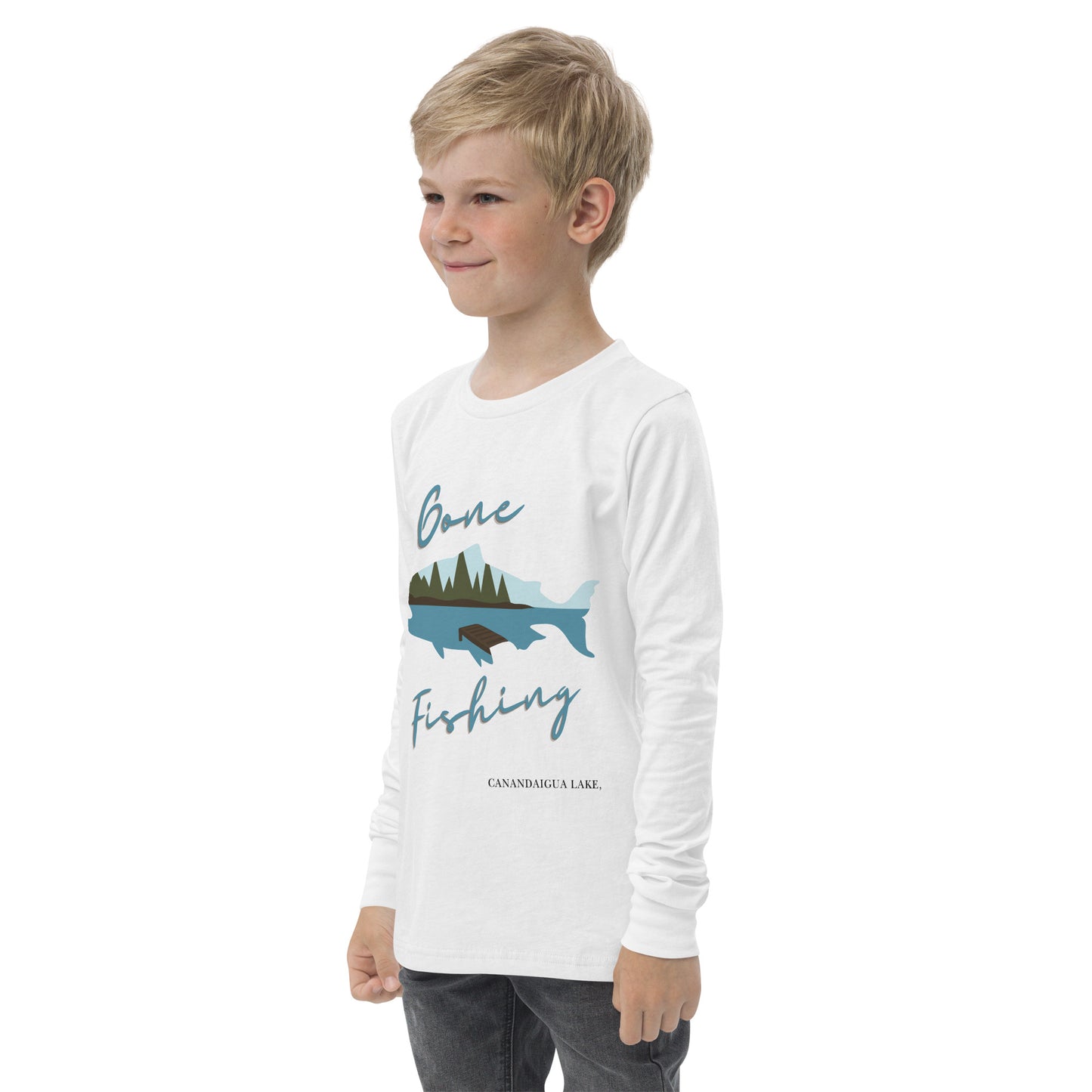 Youth long sleeve tee - Canandaigua Gone Fishing