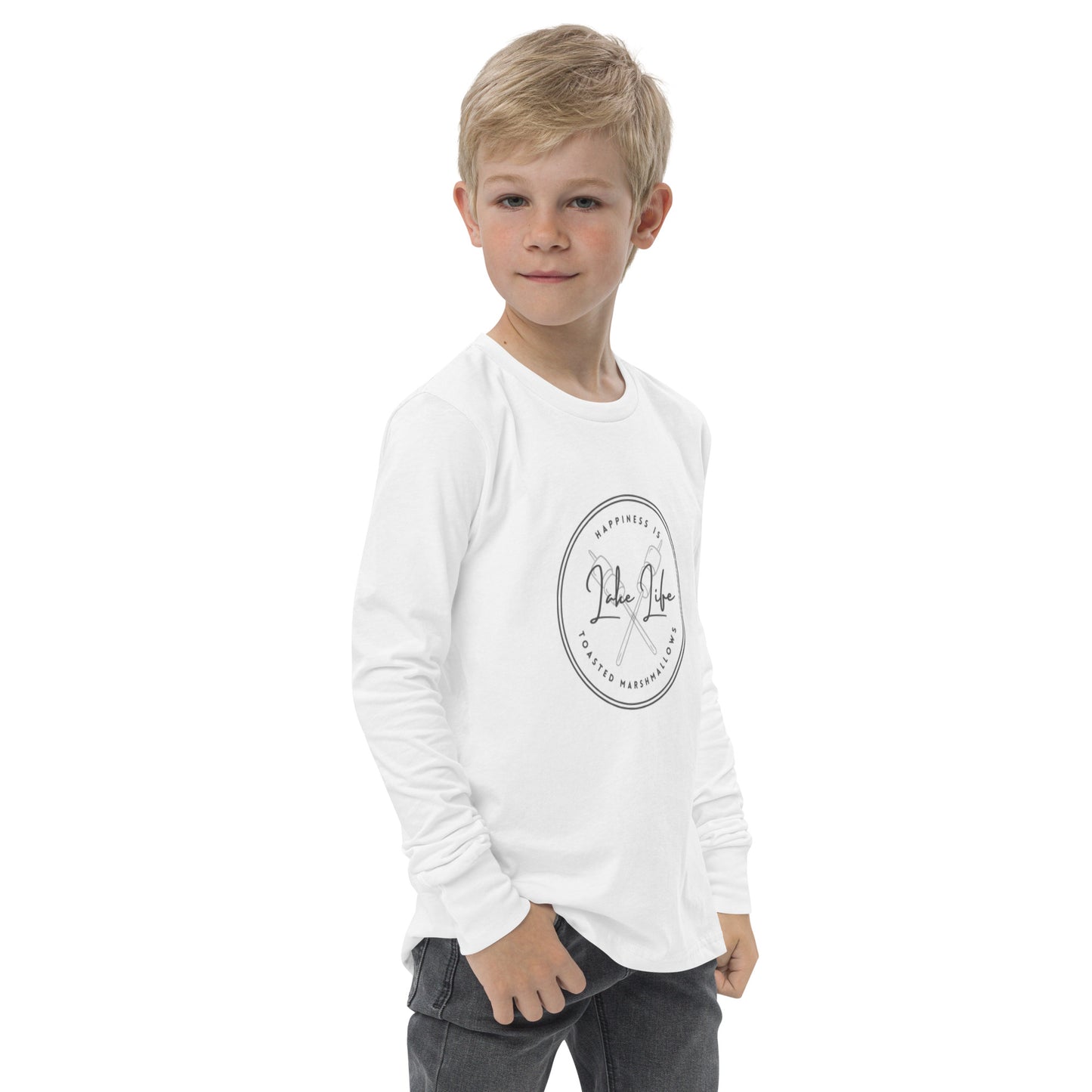 Youth long sleeve tee - Happiness is Toasted Marshmallows